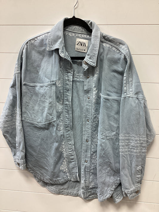 Jacket Denim By Zara In Blue Denim, Size:S