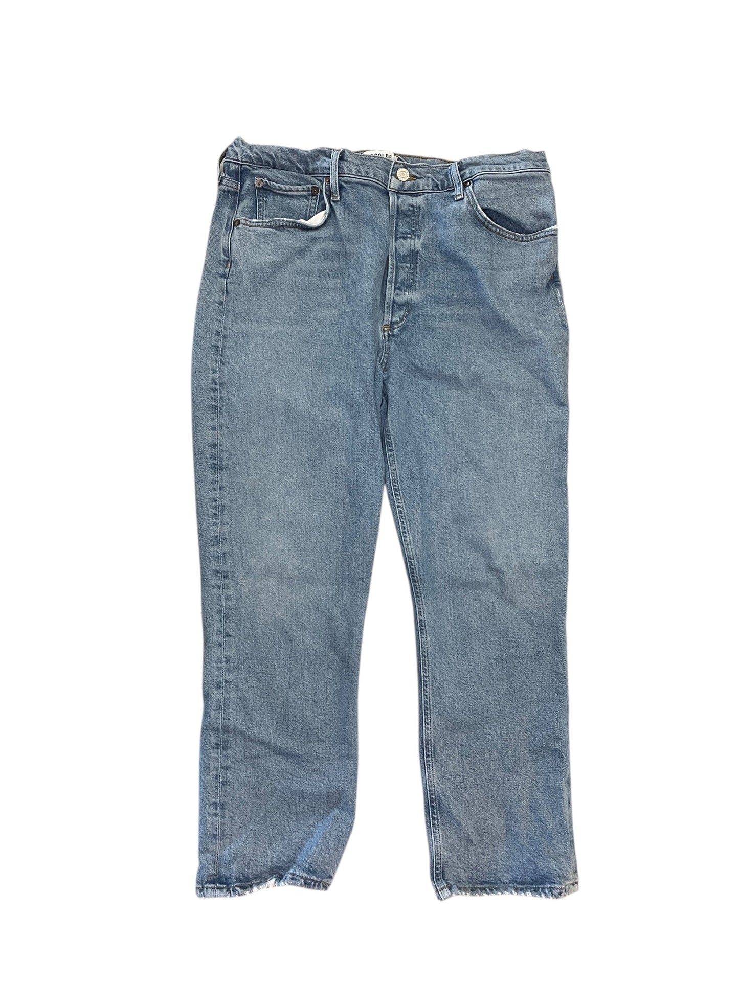 Jeans Straight By Agolde In Blue Denim, Size:14