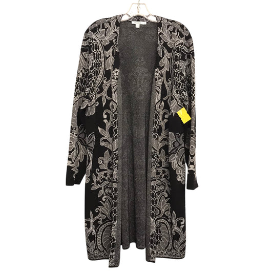 Sweater Cardigan By Chicos In Black & Silver, Size:Xl