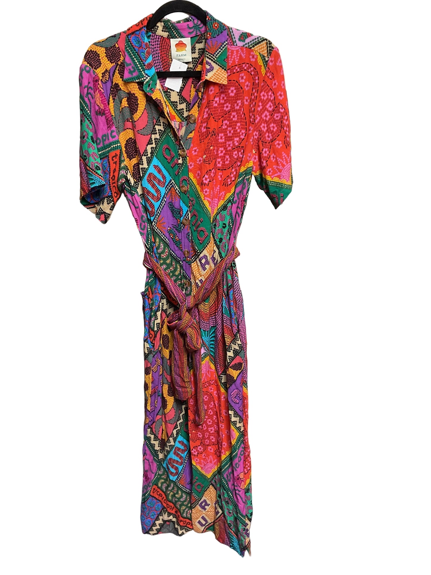 Jumpsuit Designer By Farm Rio In Green & Orange, Size:L