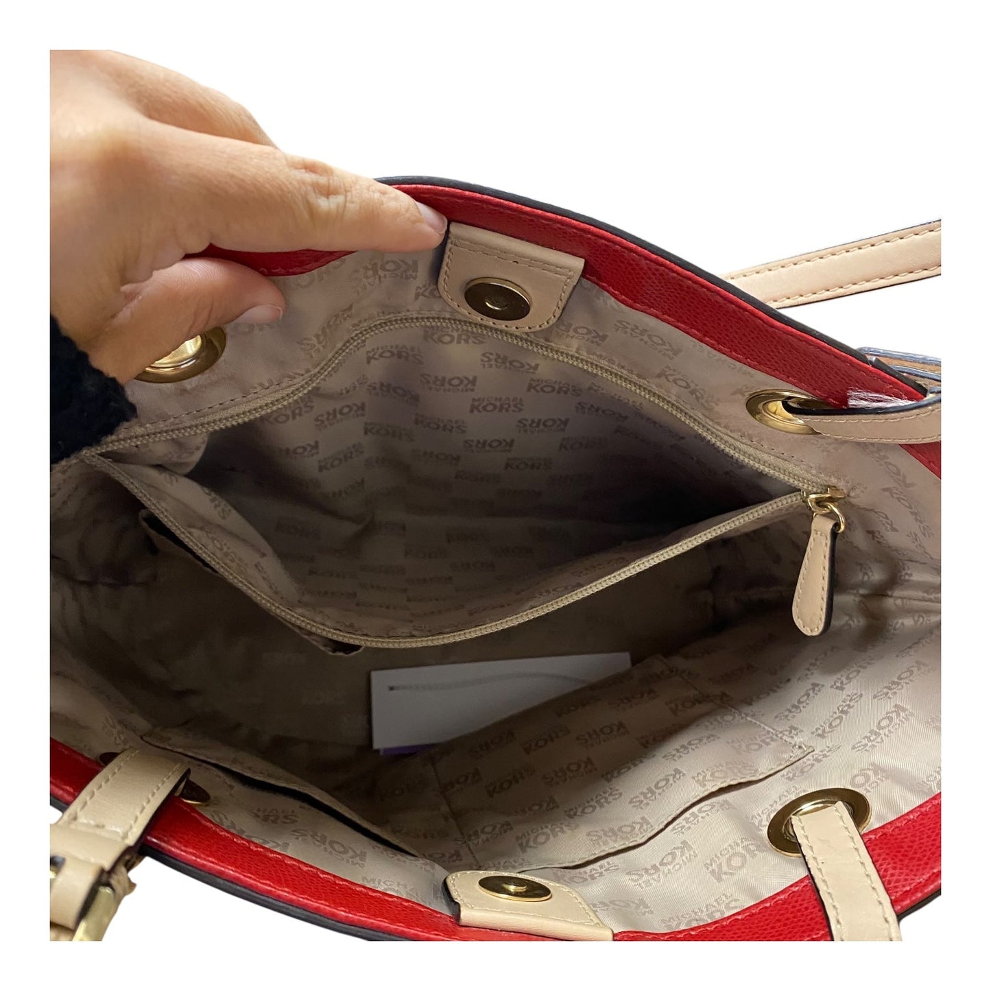 Handbag Designer By Michael Kors In Red, Size:Medium