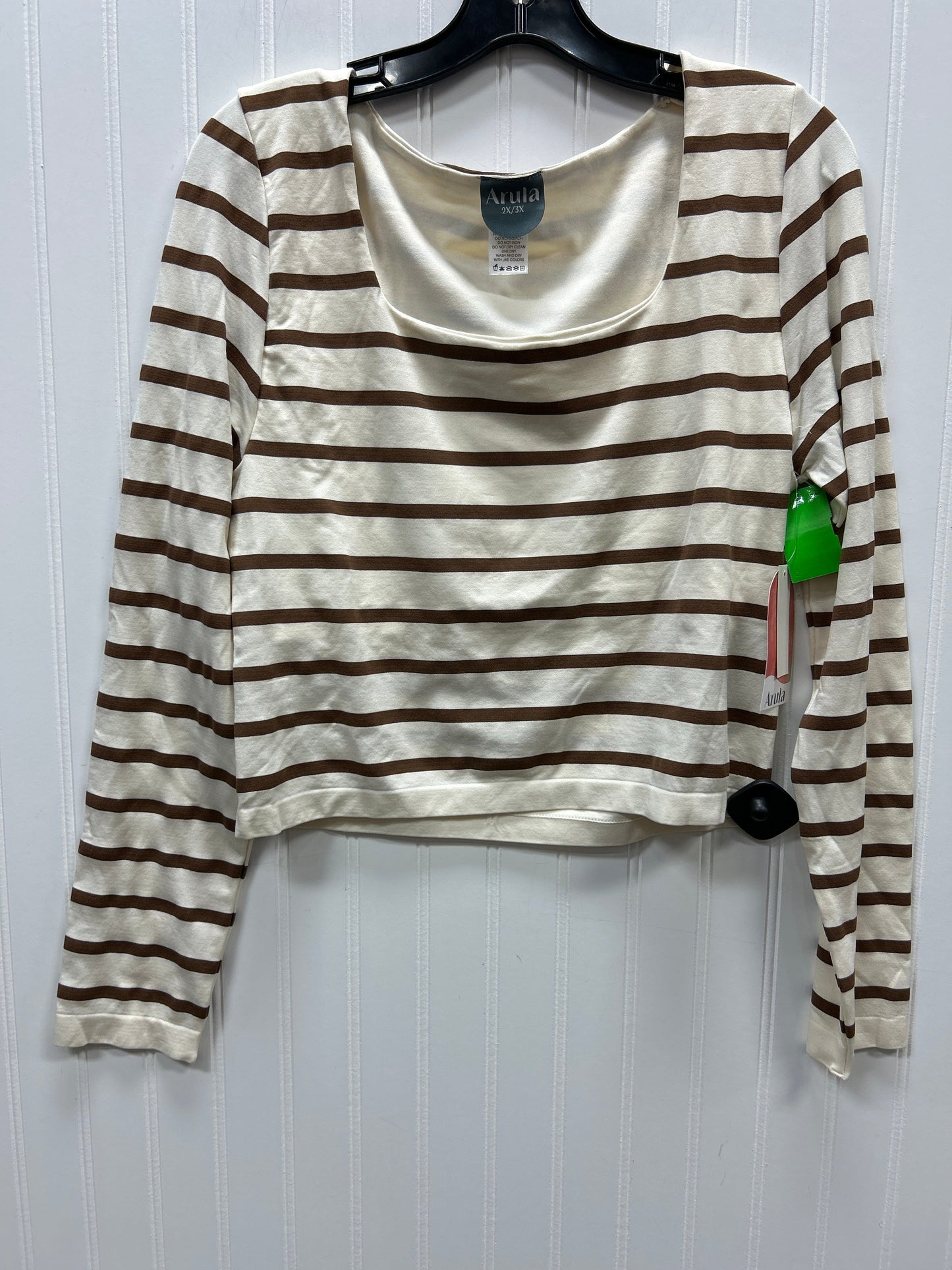 Top Ls By Arula In Brown & Cream, Size:2X NWT