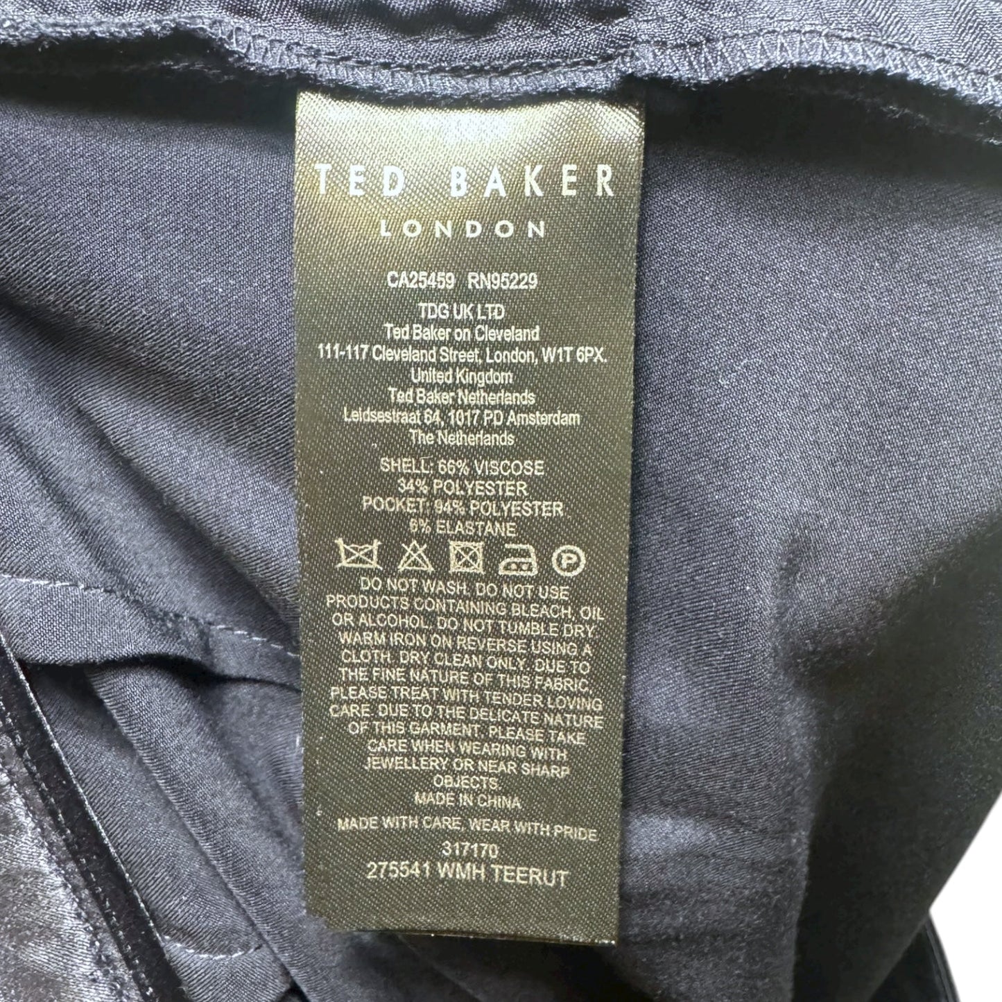 Tailored Satin Long Line Waist Coat with Wide Floor Length Trousers Set 2pc By Ted Baker In Navy, Size: 2