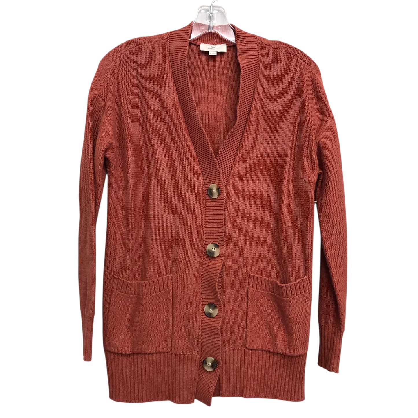Sweater Cardigan By Loft In Orange, Size:S