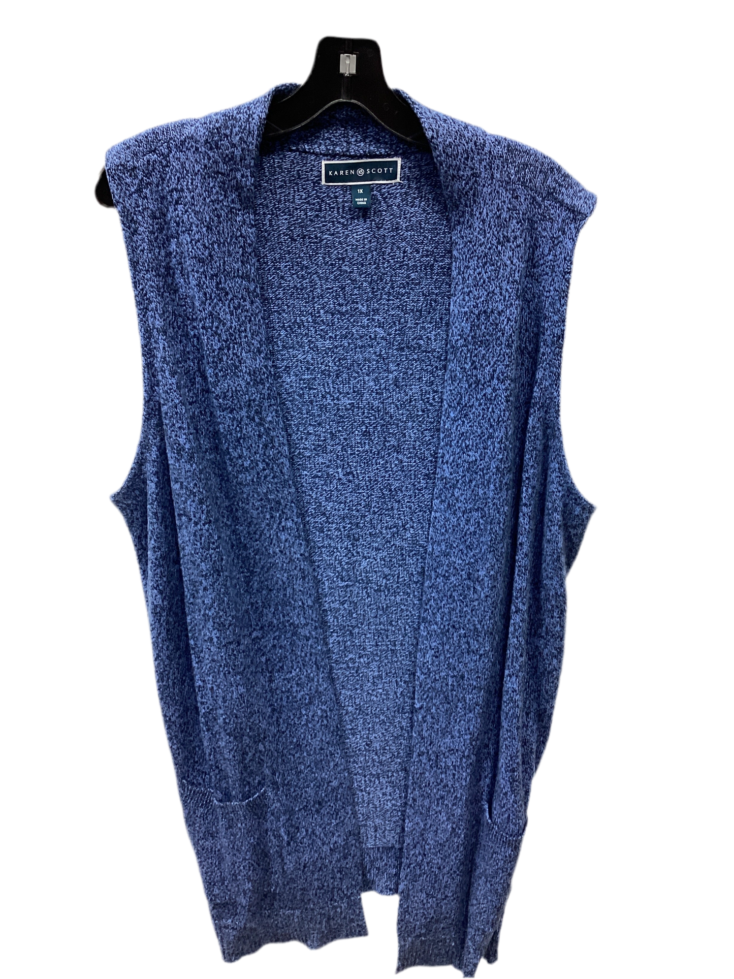 Vest Sweater By Karen Scott In Blue, Size:1X