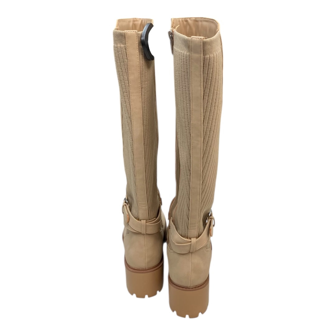 Boots Knee Heels By Soda In Tan, Size:11