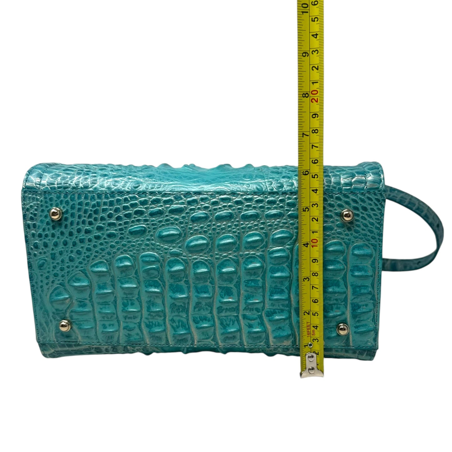 Caroline Satchel In Mermaid Green Melbourne, Designer By Brahmin, Size: Medium