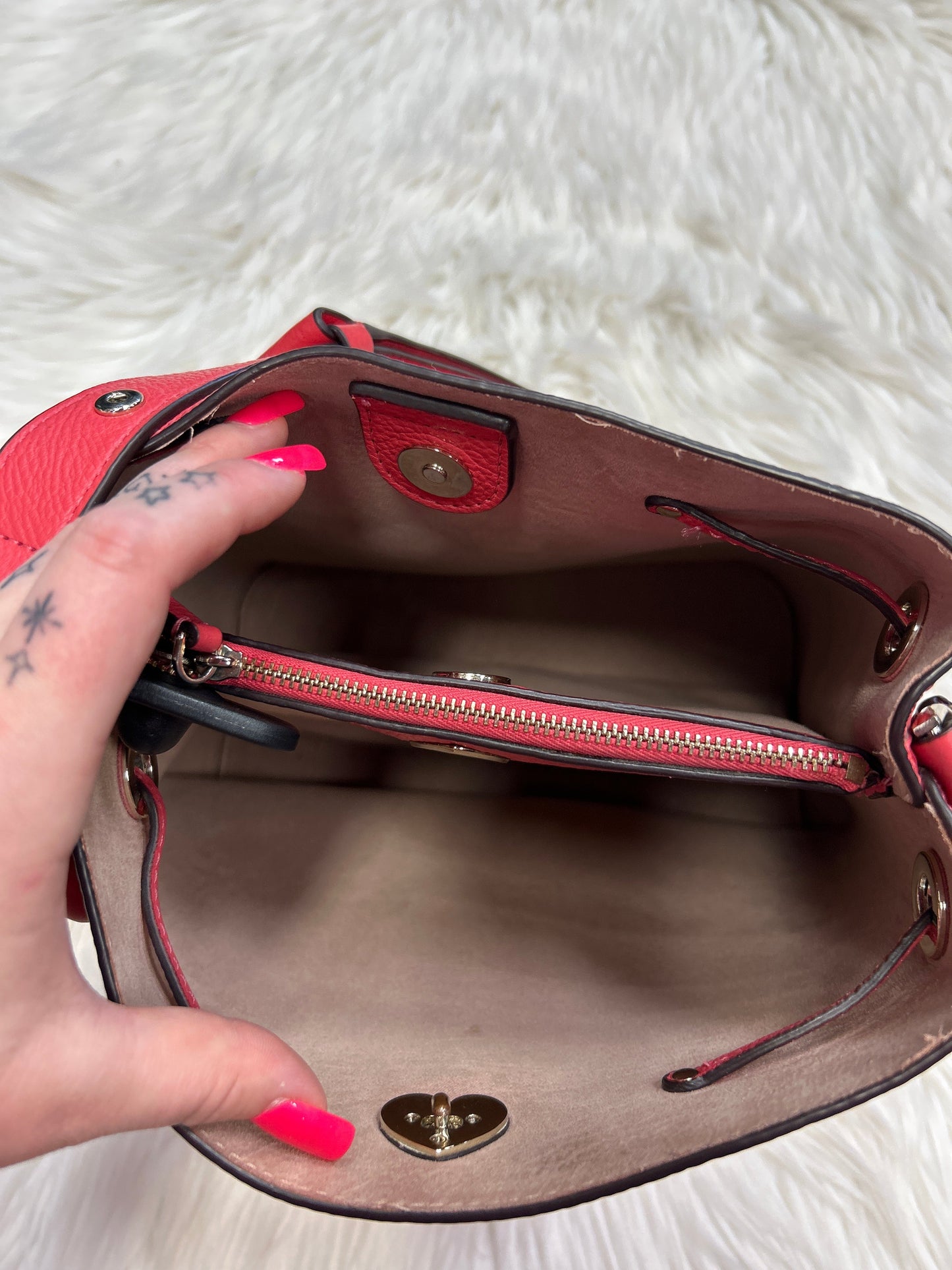 Handbag Designer By Kate Spade In Coral, Size:Medium