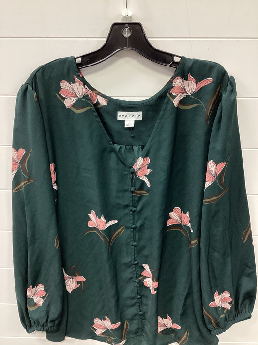 Top Ls By Ava & Viv In Green, Size:3X