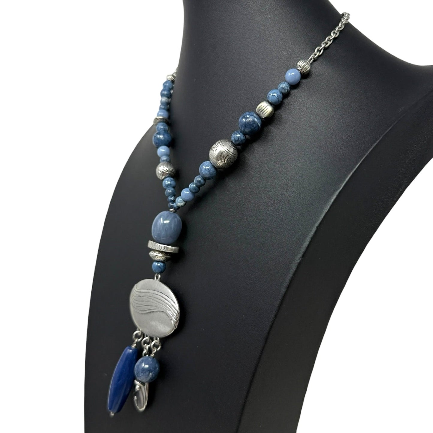 Blue & Silver Beaded Statement Necklace By Chico’s