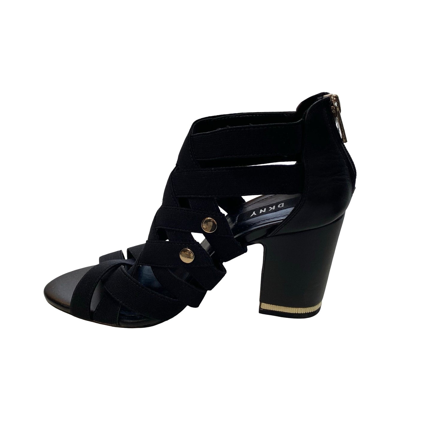 Sandals Heels Block By Dkny In Black, Size:7