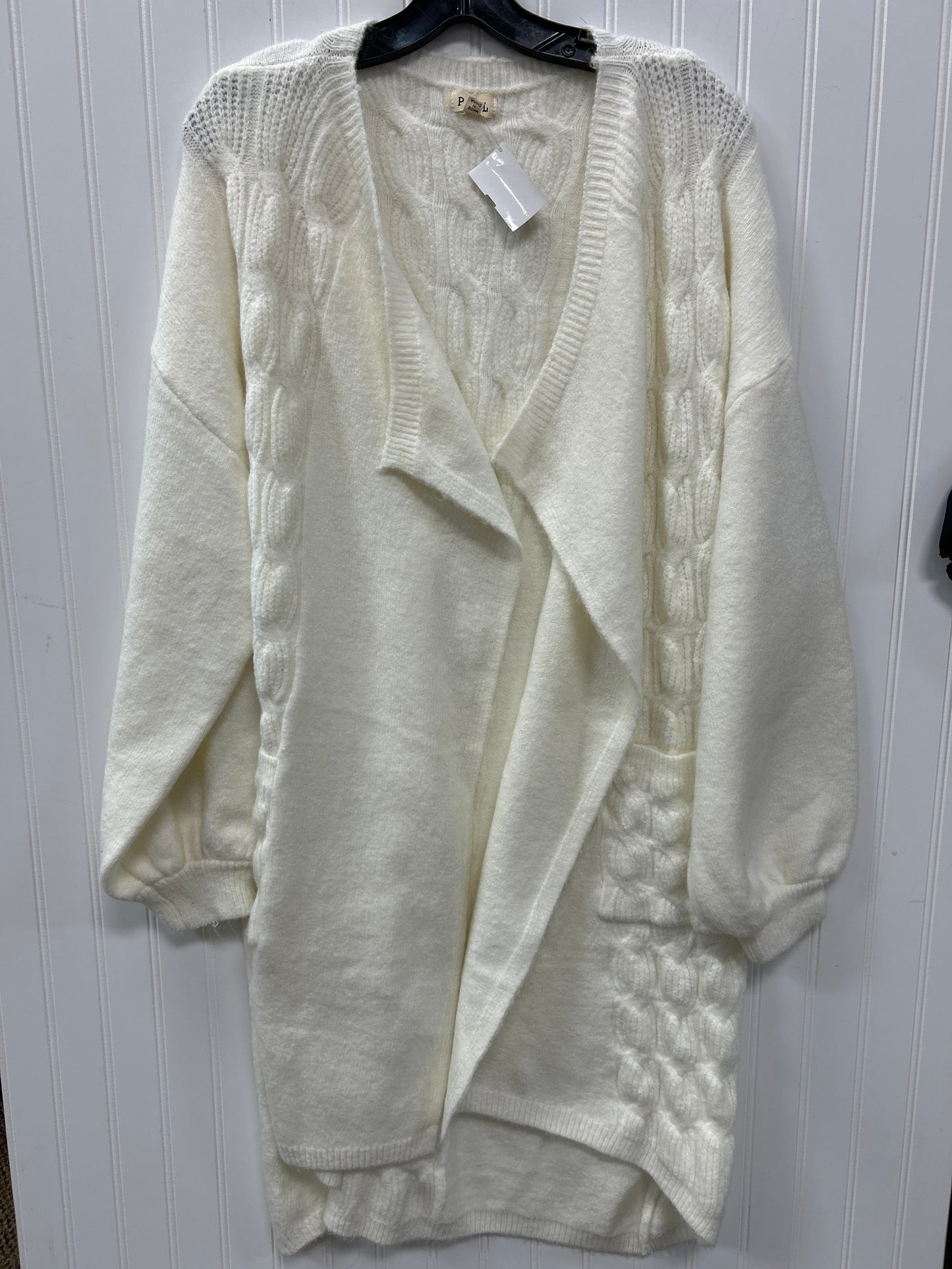 Sweater Cardigan By Pol In White, Size:L