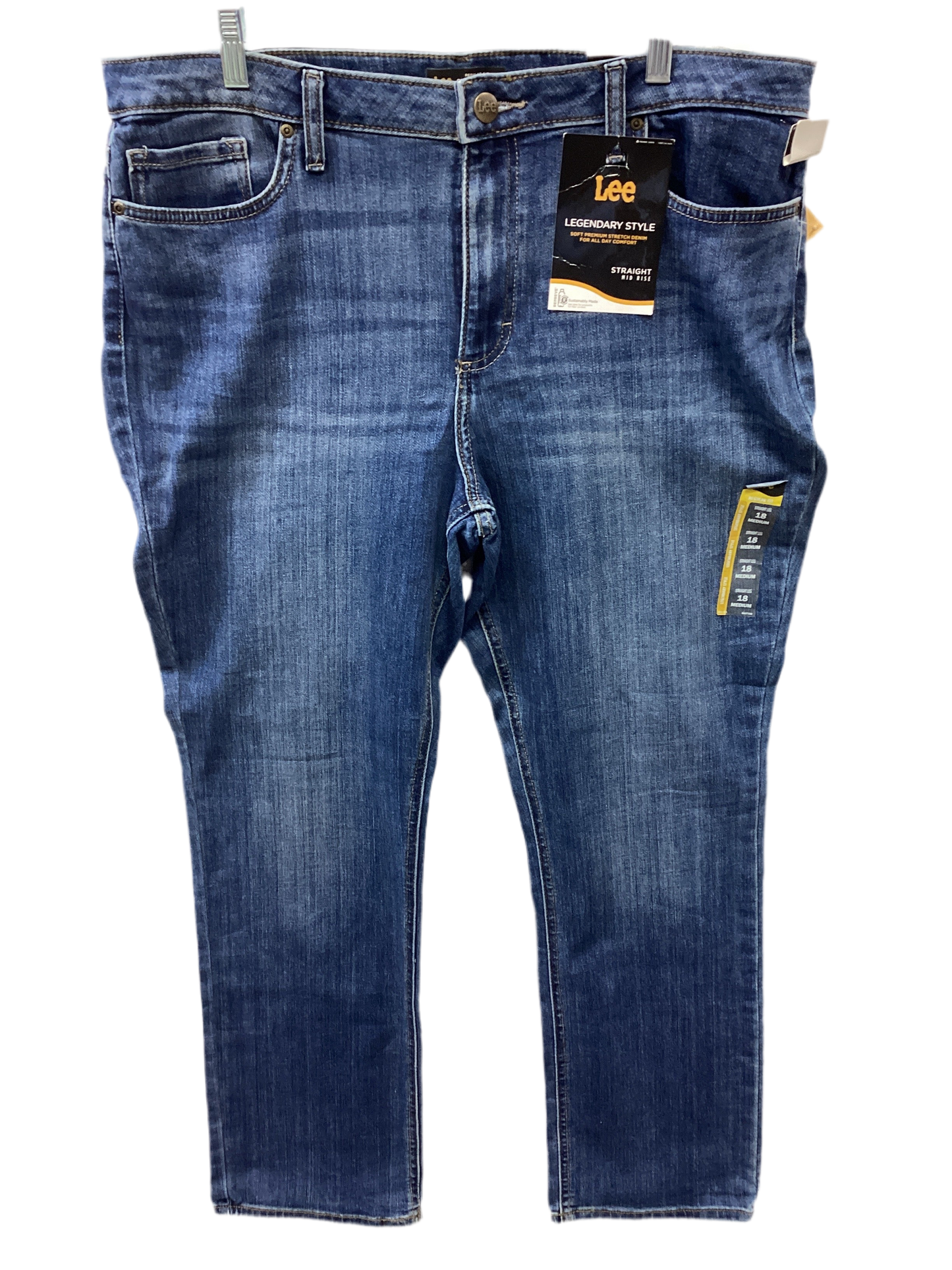 Jeans Skinny By Lee In Blue Denim, Size:18