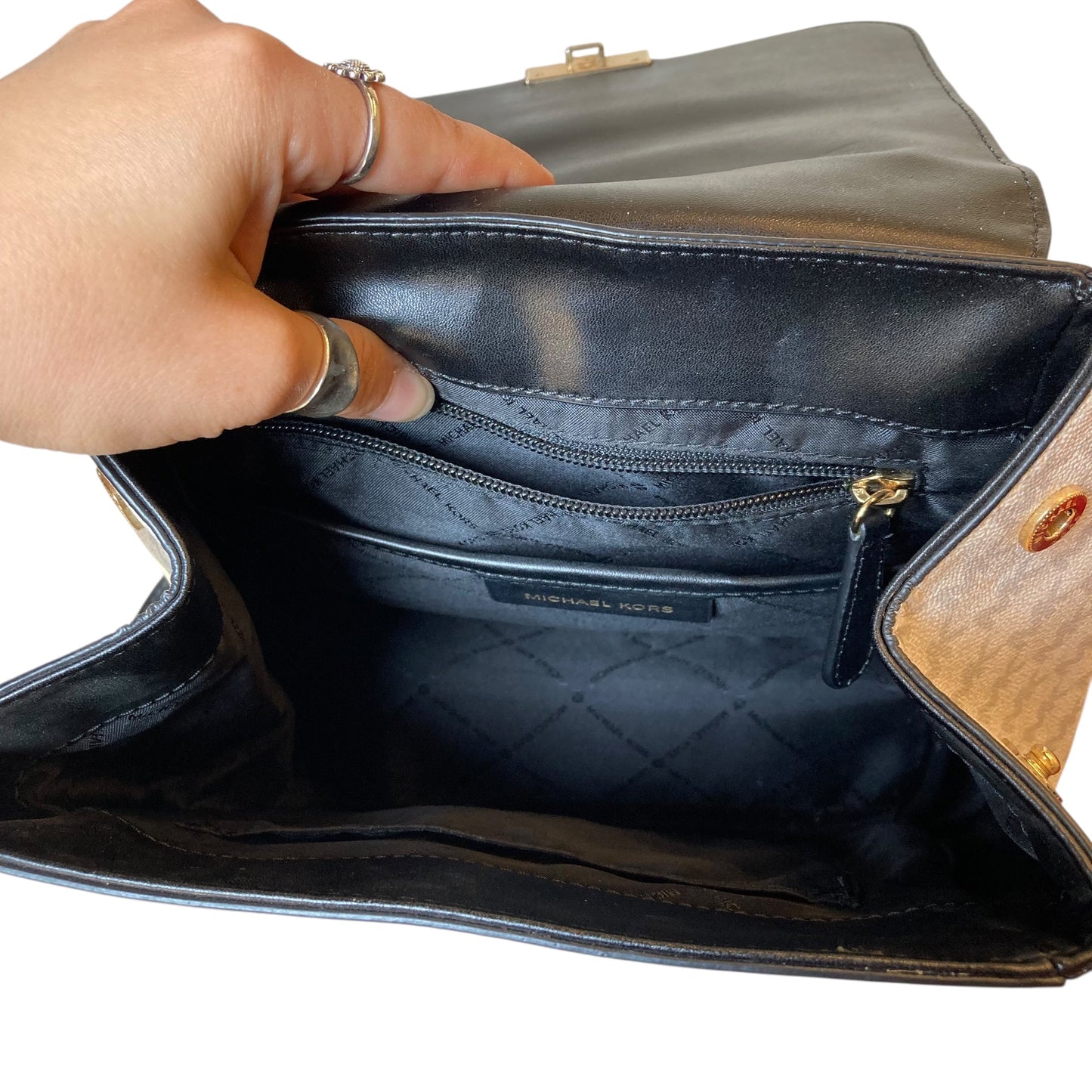 Backpack Designer By Michael Kors In Black & White, Size:Small