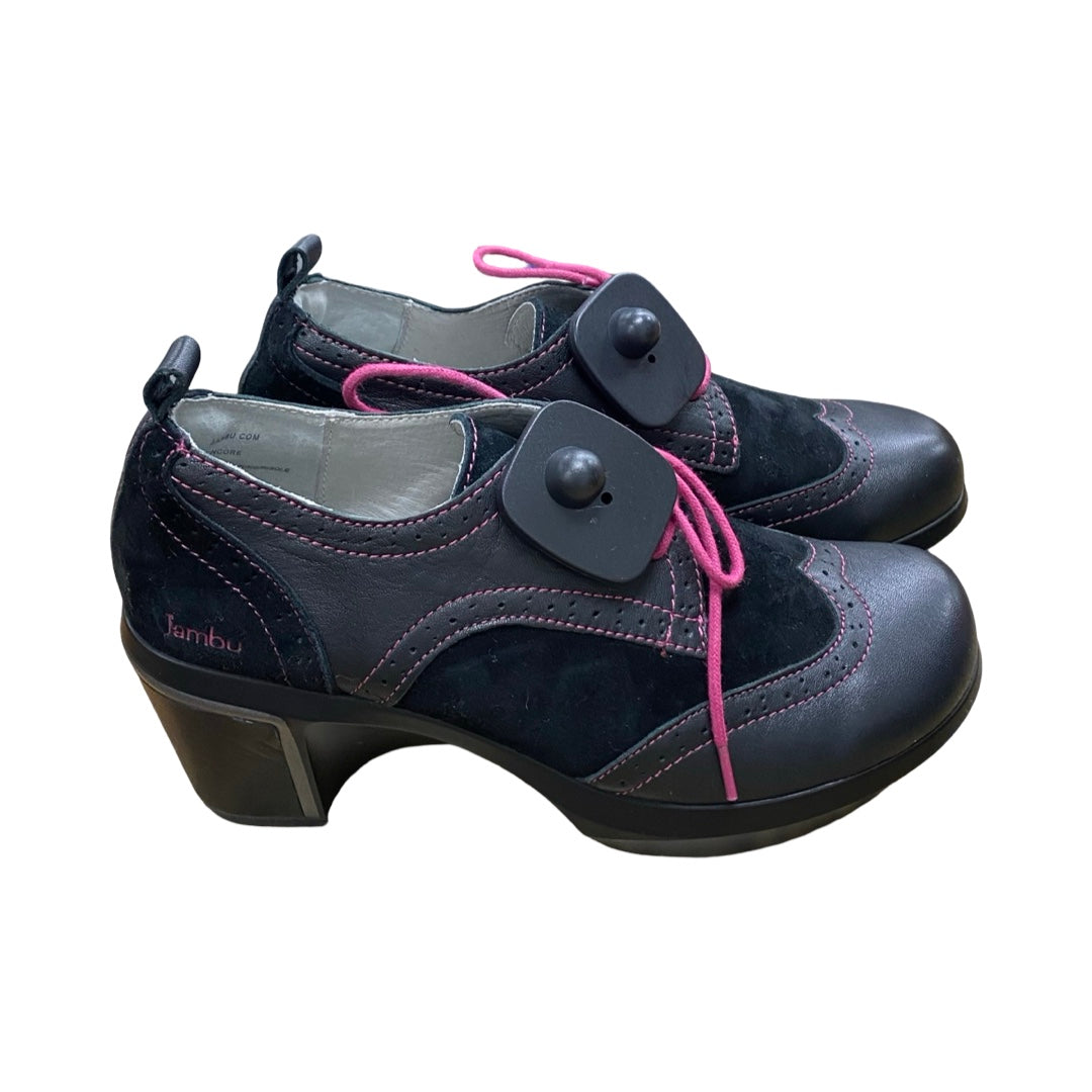Shoes Heels Wedge By Jambu In Black & Pink, Size:8
