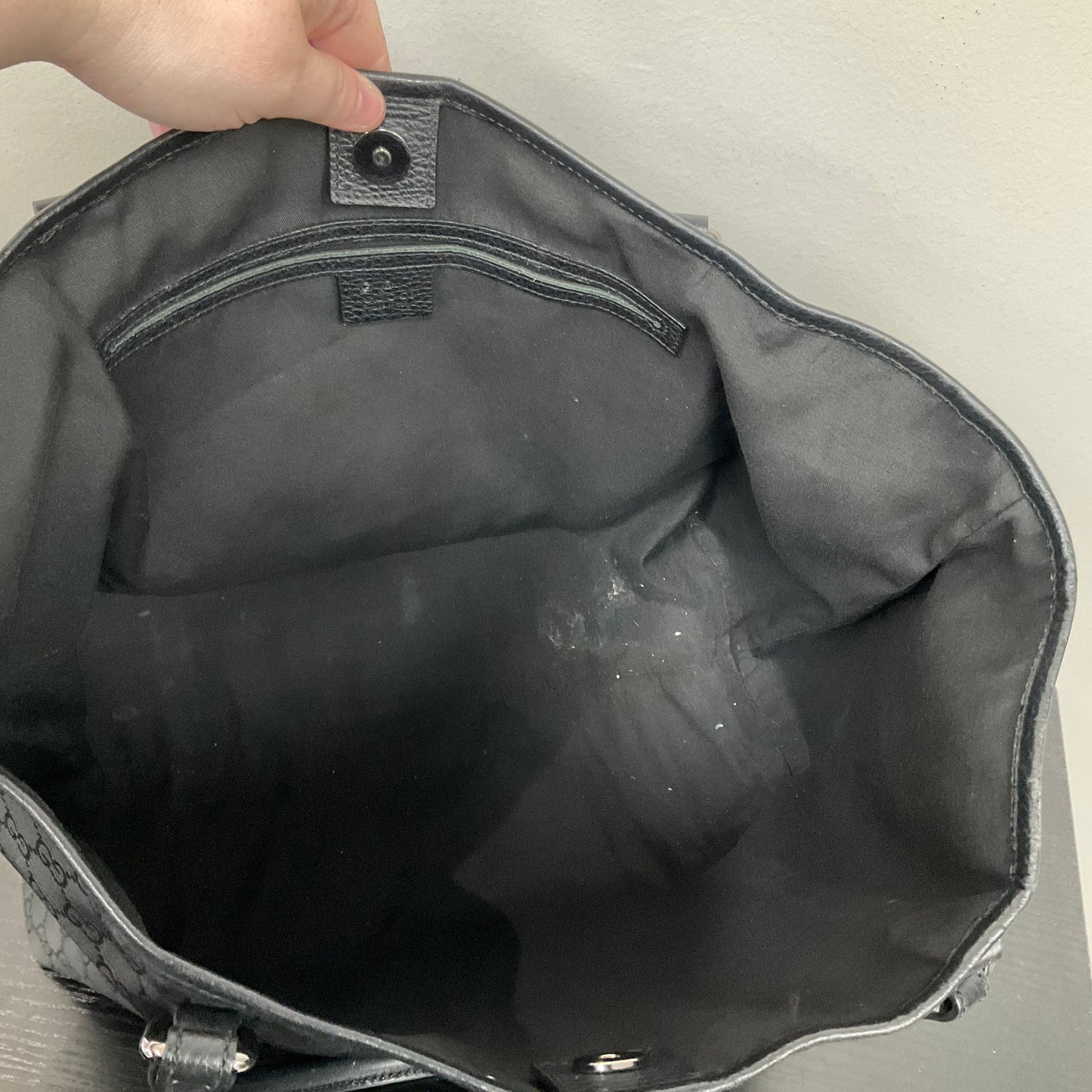 Tote Luxury Designer By Gucci In Black, Size:Medium