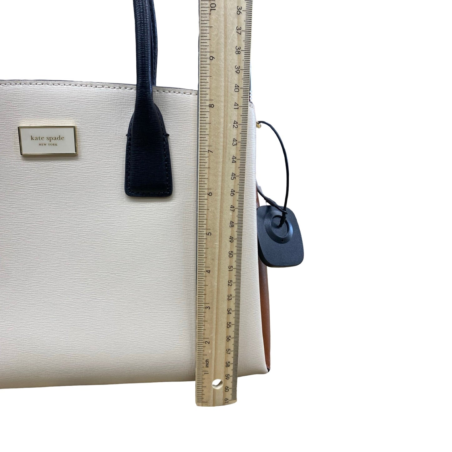 Handbag Designer By Kate Spade In Brown & Cream, Size:Medium
