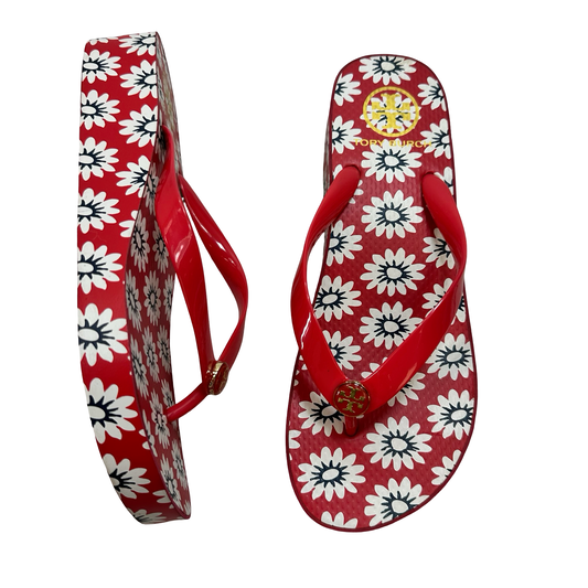 Wedge flip flops Sandals Designer By Tory Burch In Red, Size: 8.5