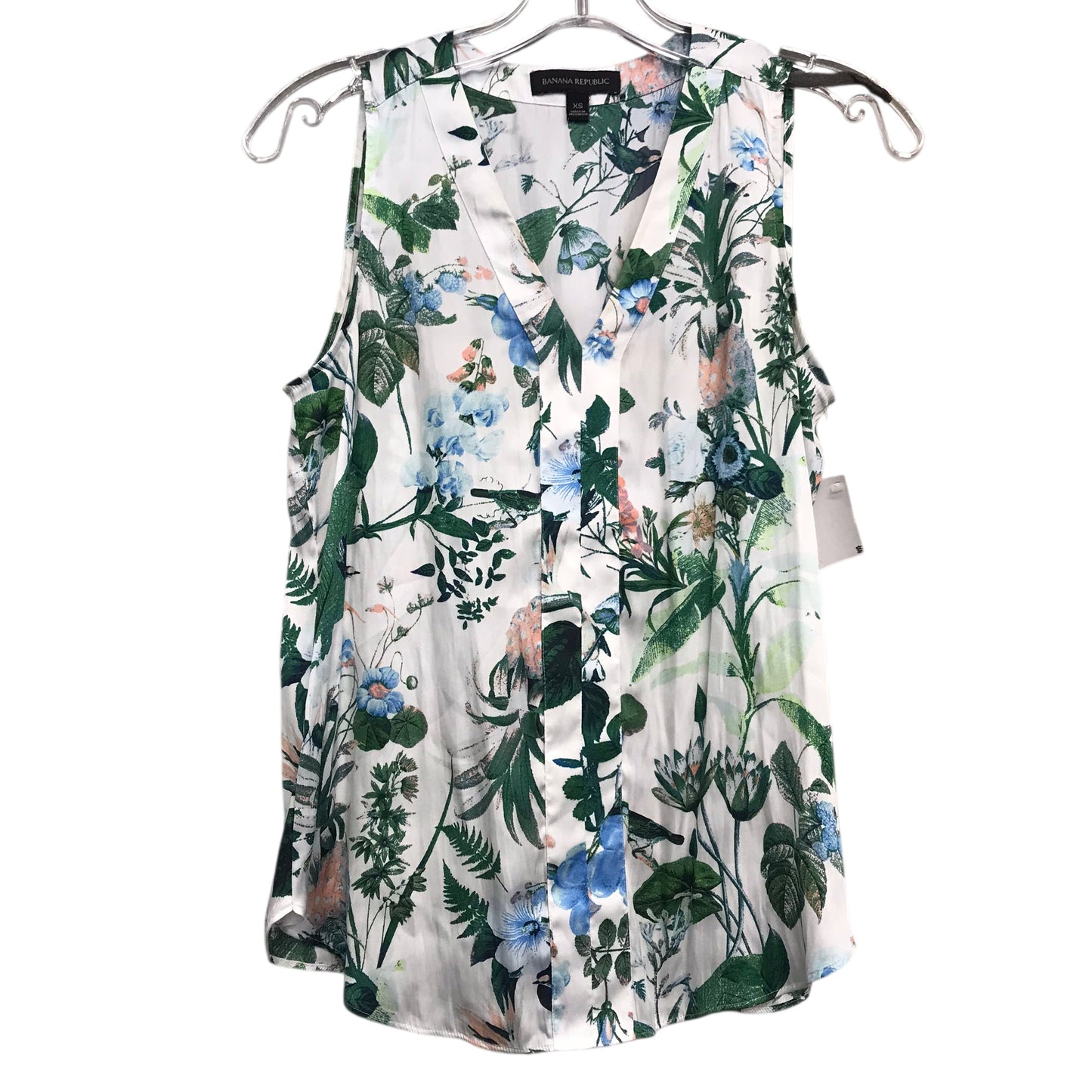 Top Sleeveless By Banana Republic In Green & White, Size:Xs