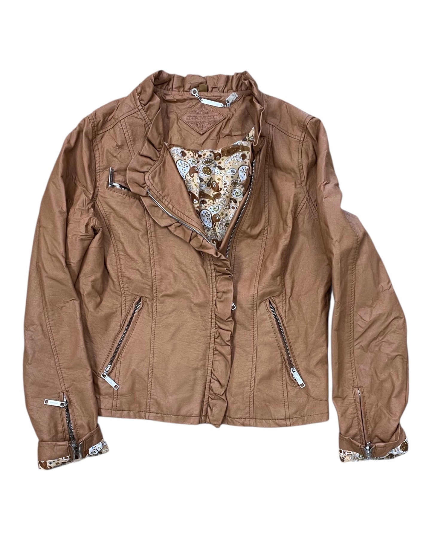 Jacket Moto By Jou Jou In Brown, Size:L