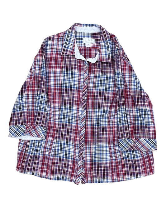 Blouse 3/4 Sleeve By Cj Banks In Red & White, Size:2X