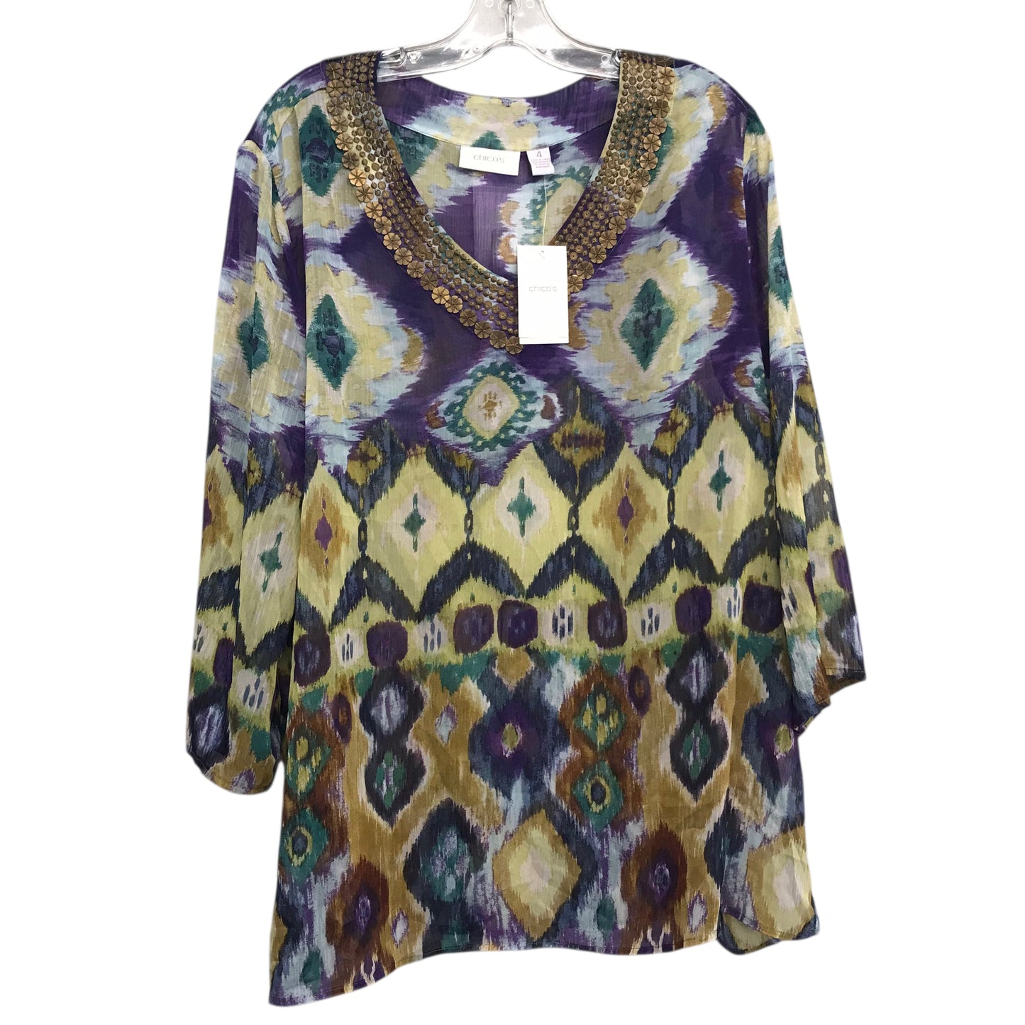Top 3/4 Sleeve By Chicos In Multi, Size:1X