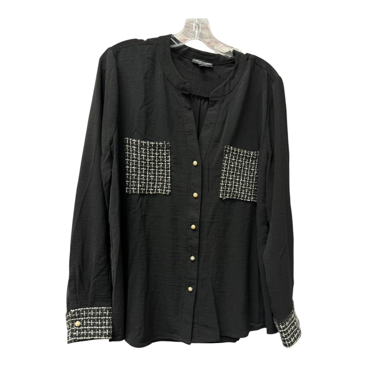 Blouse Ls By SABRINA LAUREN In Black & White, Size:L