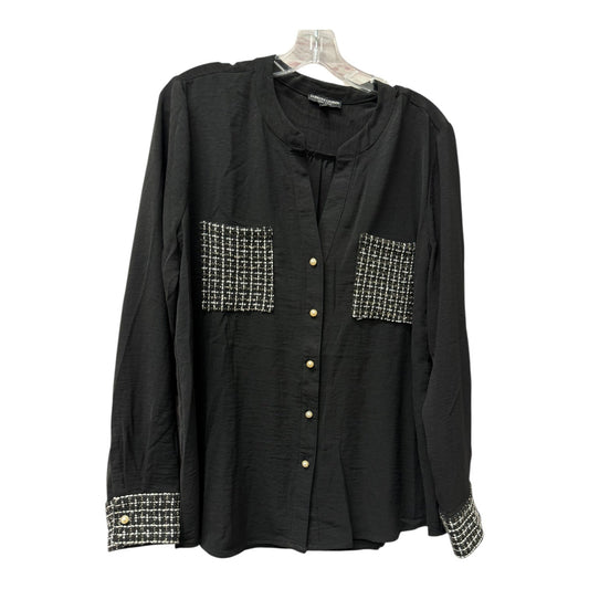 Blouse Ls By SABRINA LAUREN In Black & White, Size:L