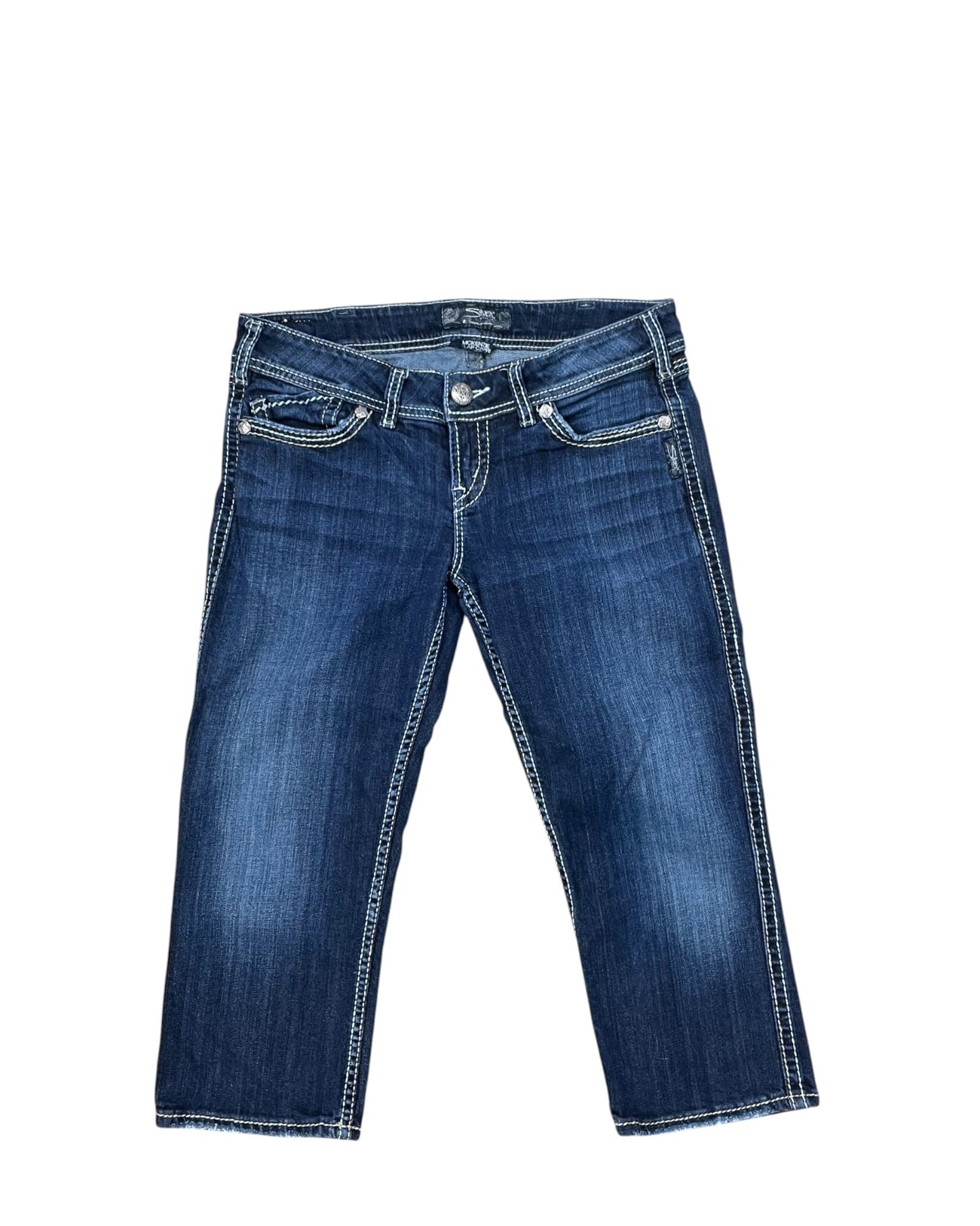 Jeans Cropped By Silver In Blue Denim, Size:10