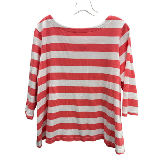 Top Ss By Croft And Barrow In Pink & White, Size:1X