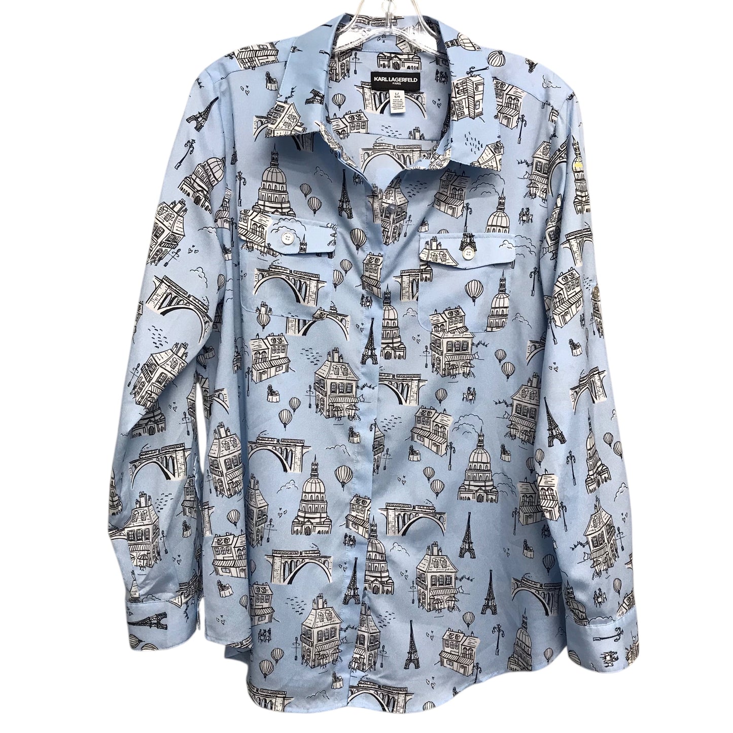 Top Ls Designer By Karl Lagerfeld In Blue & White, Size:L