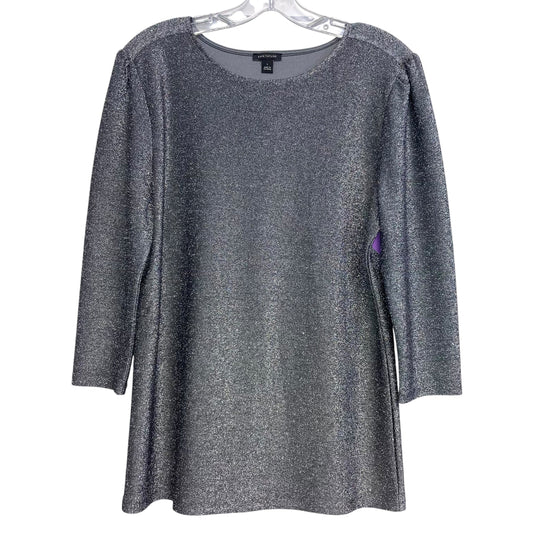 Top 3/4 Sleeve By Ann Taylor In Silver, Size:L