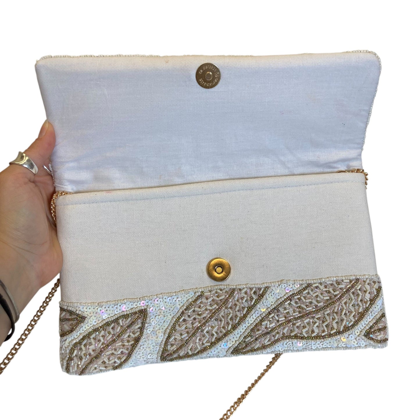 Clutch In Pink & White, Size:Medium