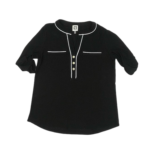 Blouse Ss By Anne Klein In Black & White, Size:M