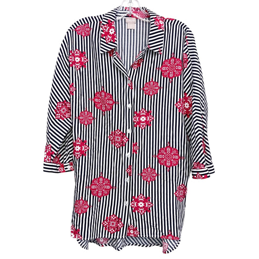 Top 3/4 Sleeve Basic By Chicos In Black & Red, Size:L