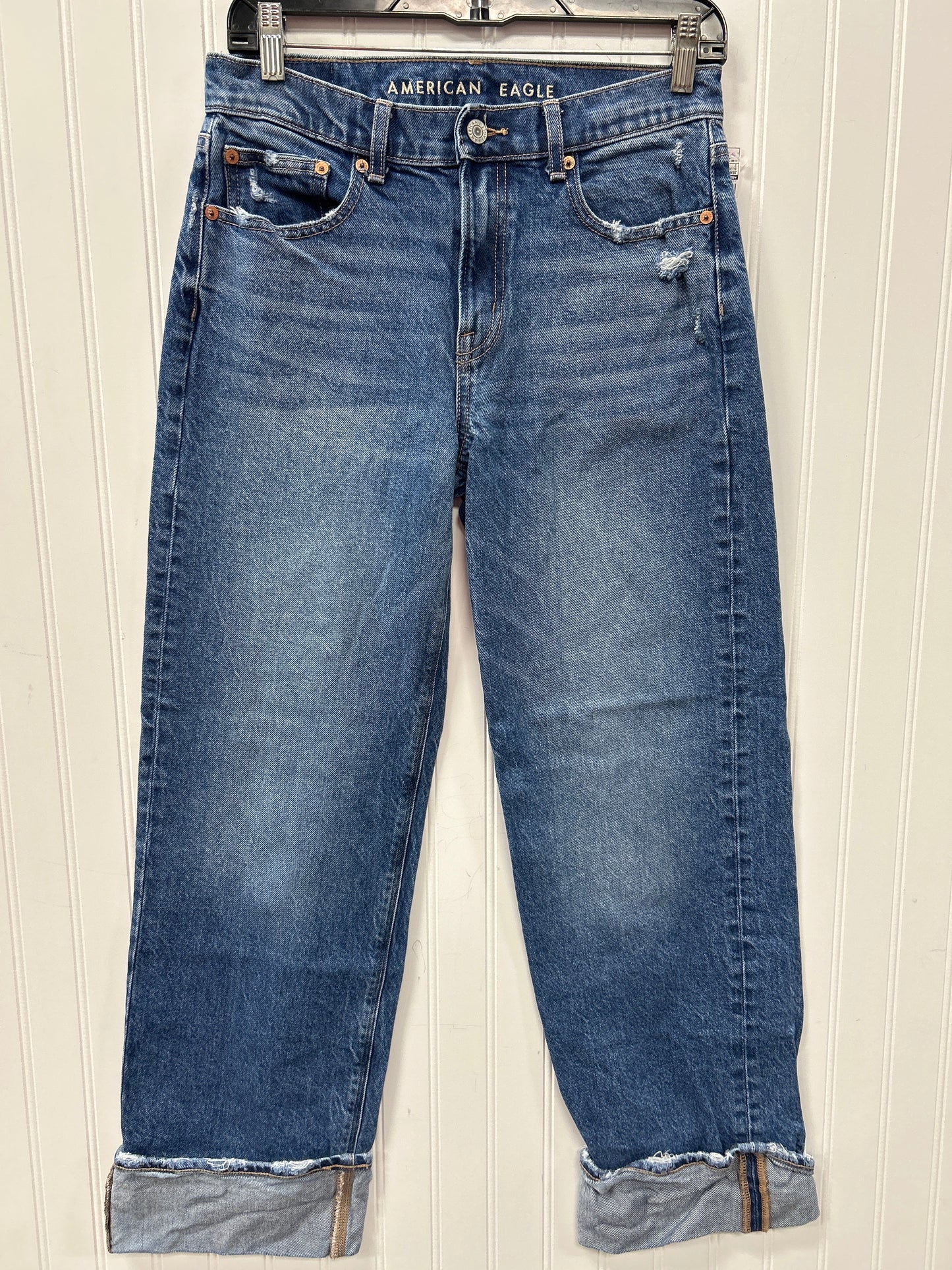 Jeans Straight By American Eagle In Blue Denim, Size:2