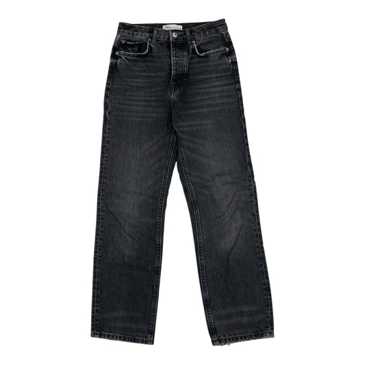 Jeans Straight By Zara In Black Denim, Size:2