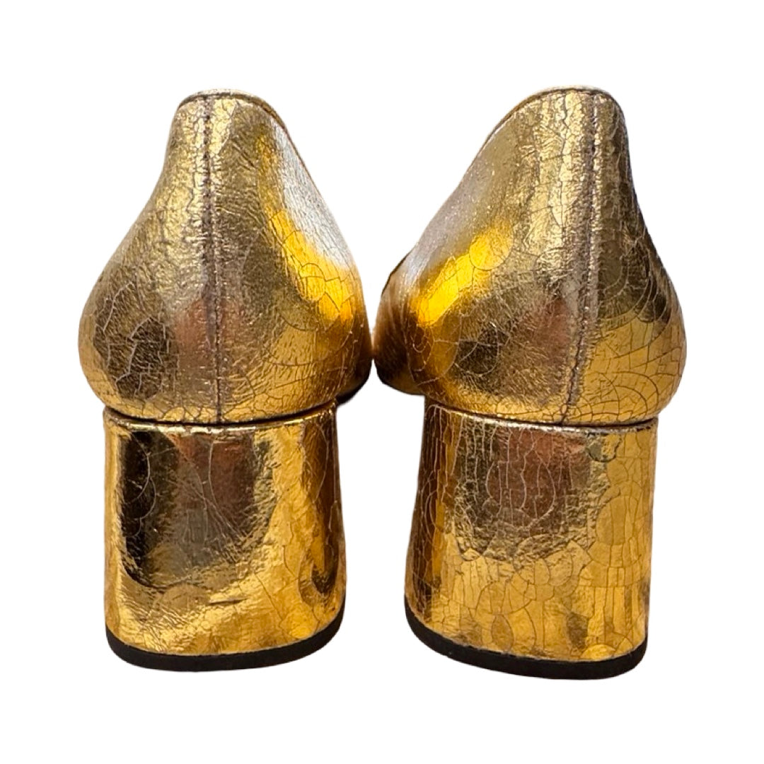 Shoes Heels Block By J. Crew In Gold, Size:5.5