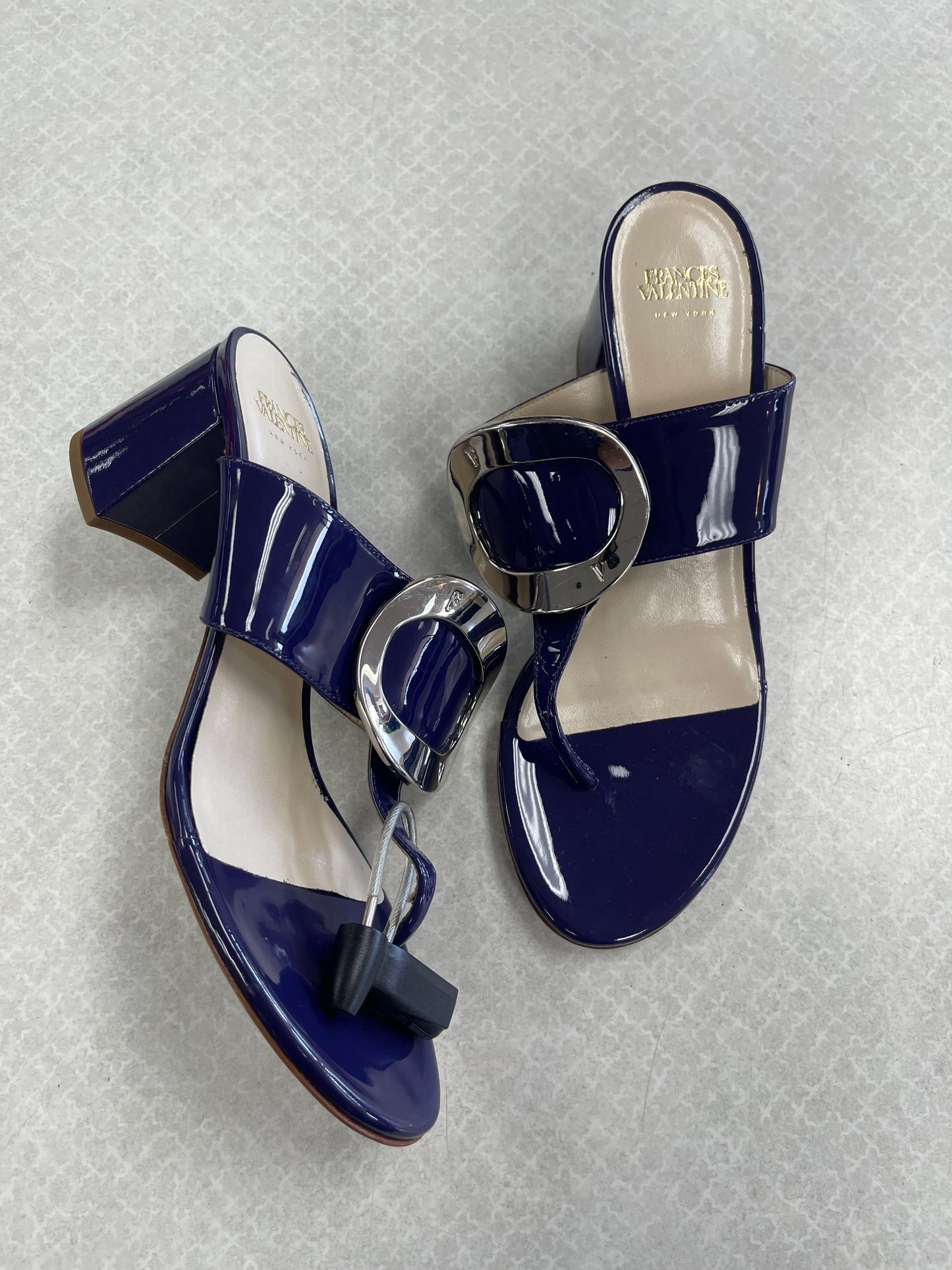 Sandals Heels Block By Cma In Navy, Size:6.5