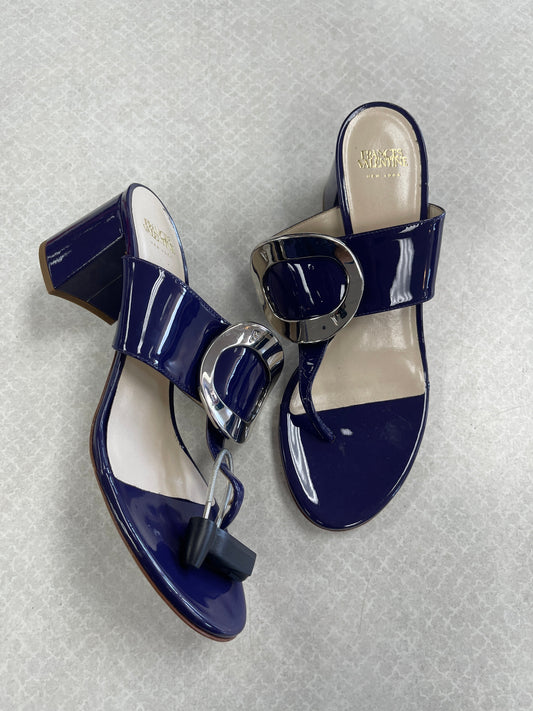 Sandals Heels Block By Cma In Navy, Size:6.5