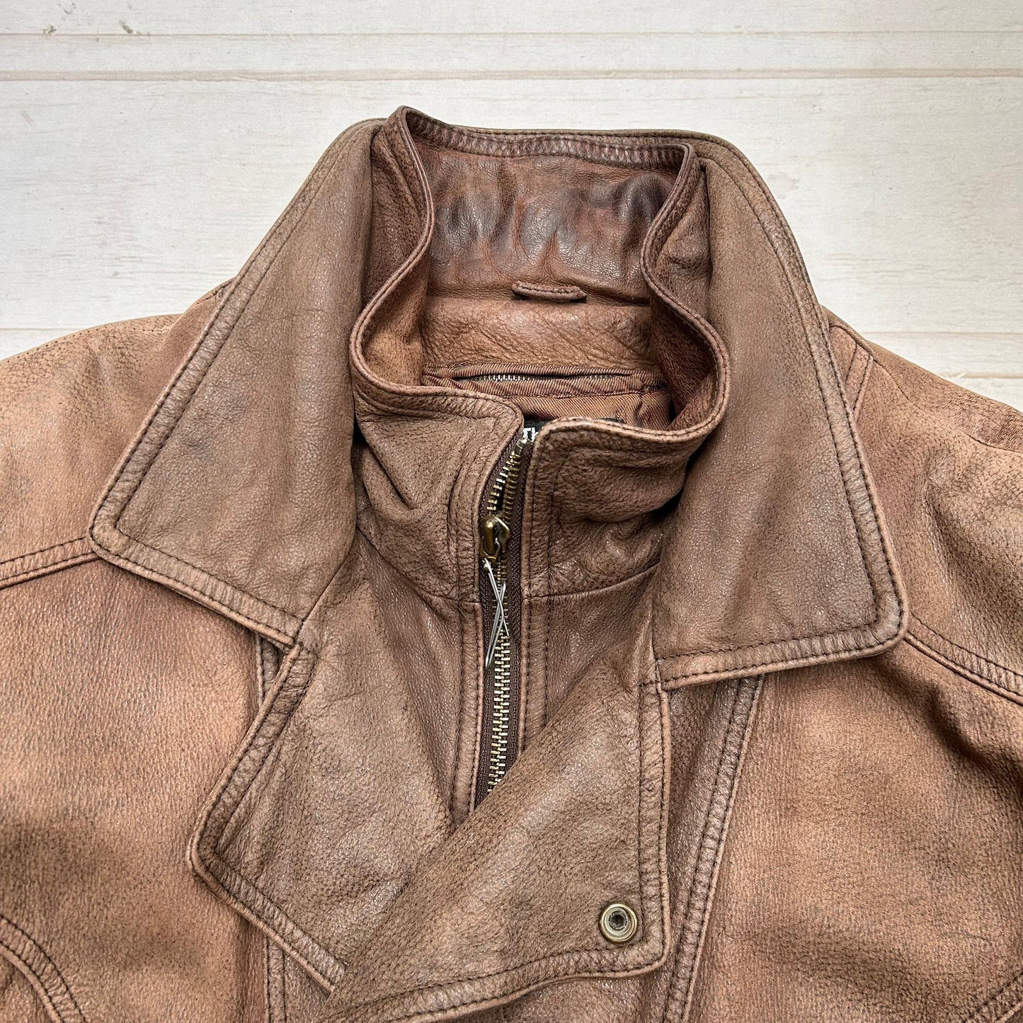 Coat Leather By Wilsons Leather In Brown, Size: L