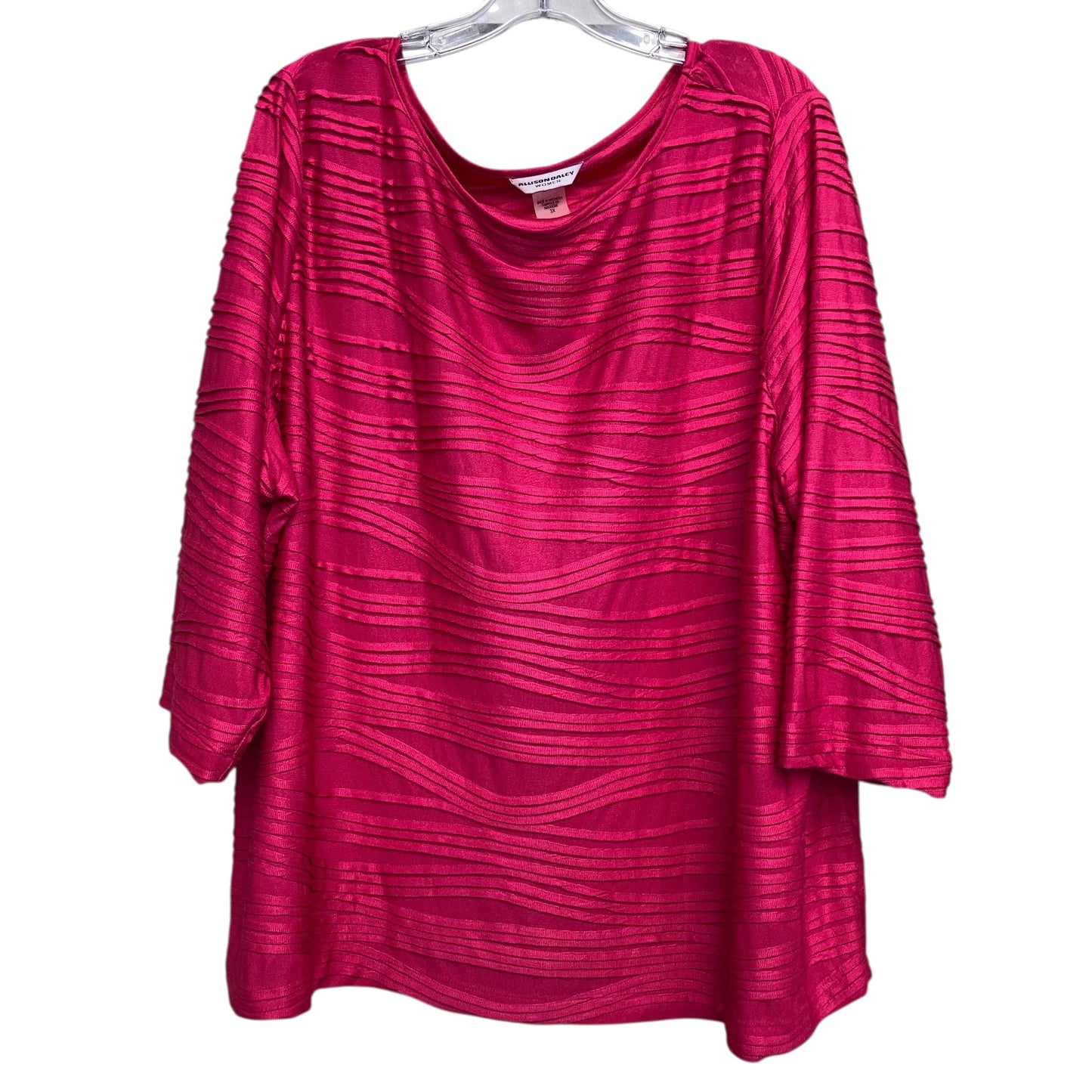 Top 3/4 Sleeve Basic By Allison Daley In Pink, Size:3X