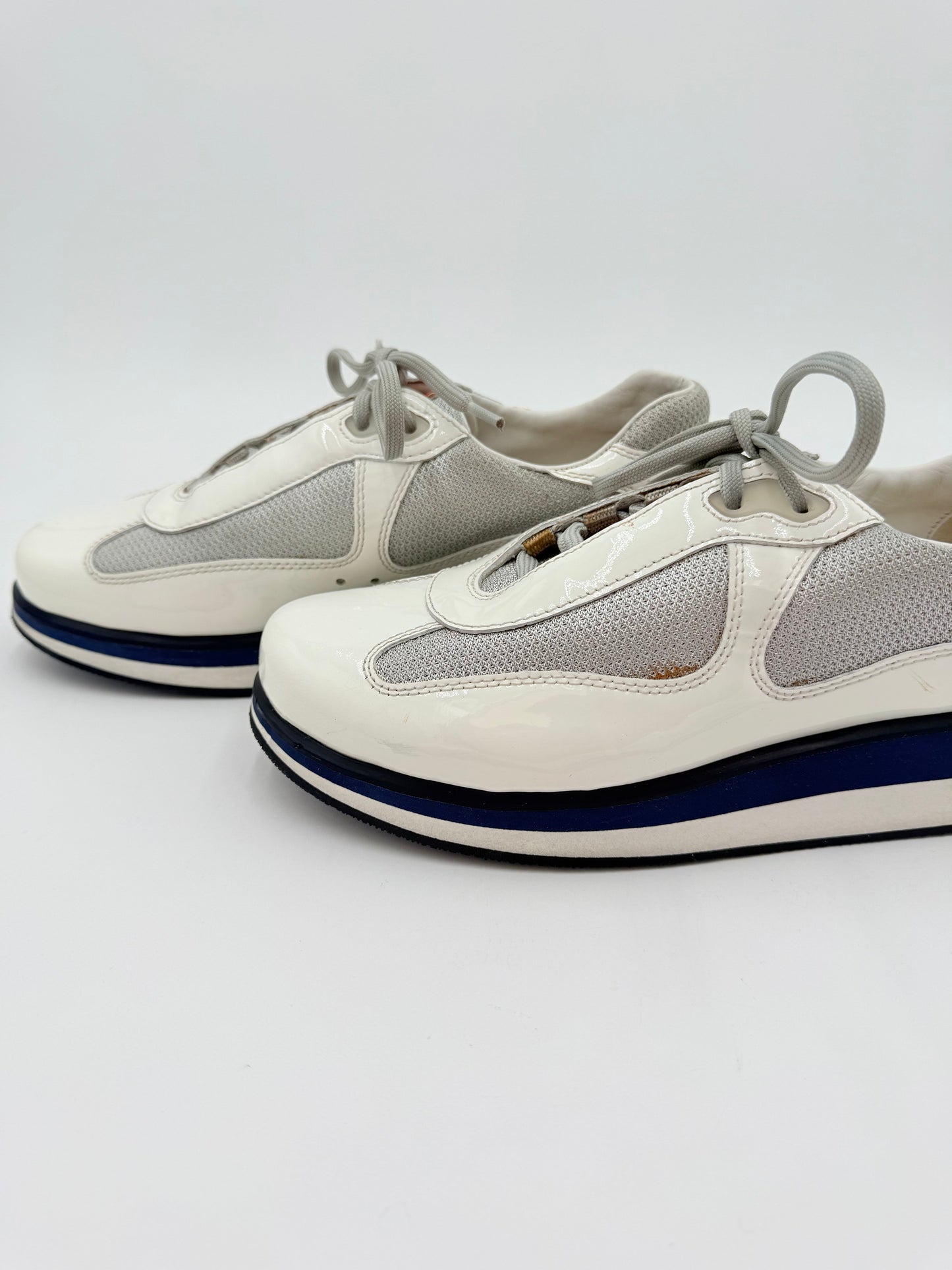 Shoes Luxury Designer By Prada In White, Size:8.5