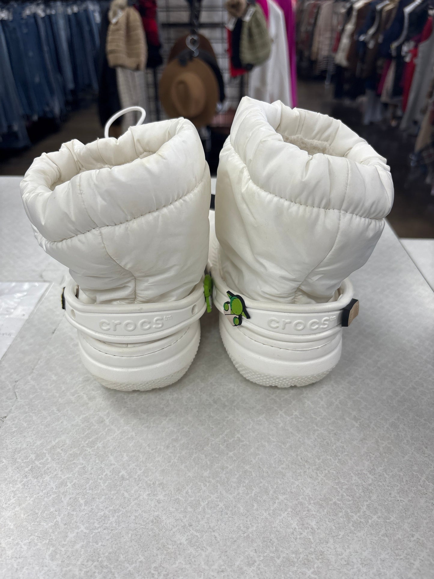 Boots Ankle Flats By Crocs In White, Size:7