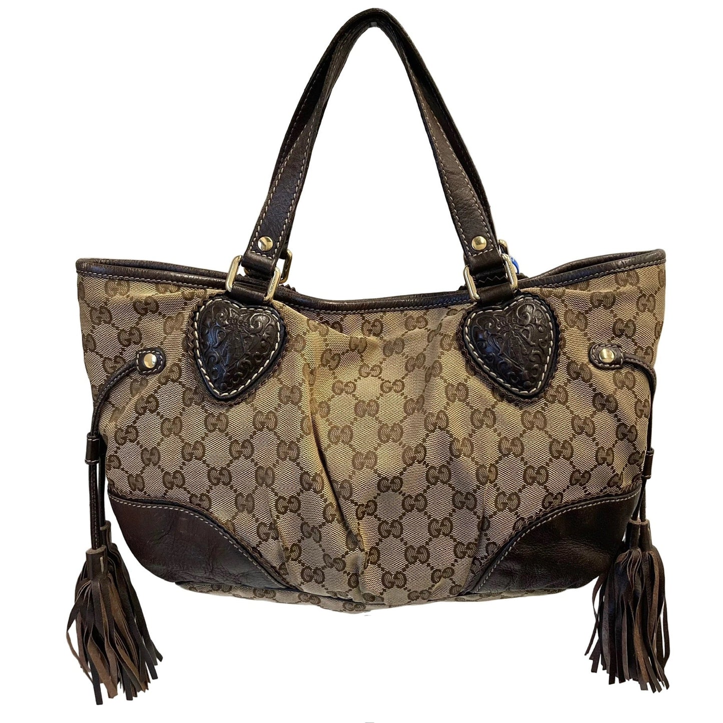 Handbag Luxury Designer By Gucci In Brown & Tan, Size:Medium