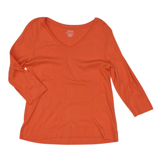 Top 3/4 Sleeve Basic By Chicos In Orange, Size:M