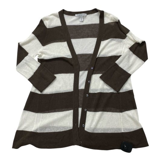 Sweater Cardigan Cashmere By Autumn Cashmere In Brown & White, Size:S