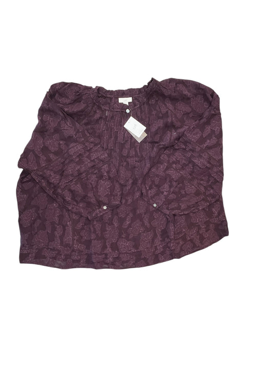 Blouse Ls By J. Jill In Purple, Size:2X