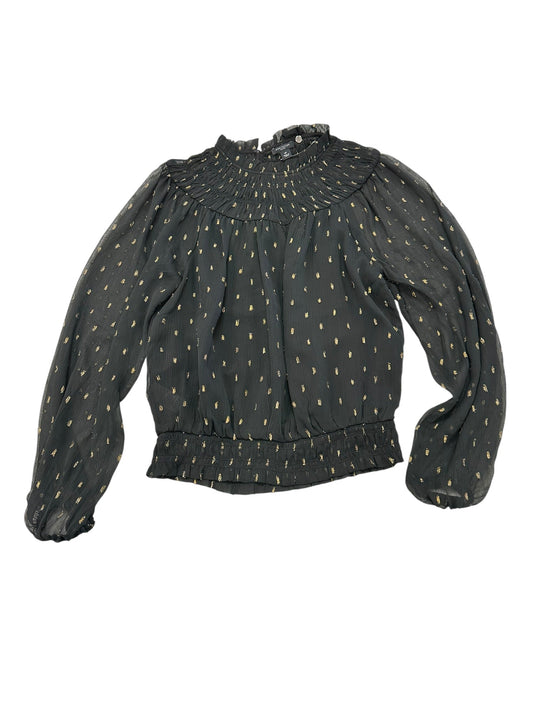 Blouse Ls By Ann Taylor In Black & Gold, Size:Mp