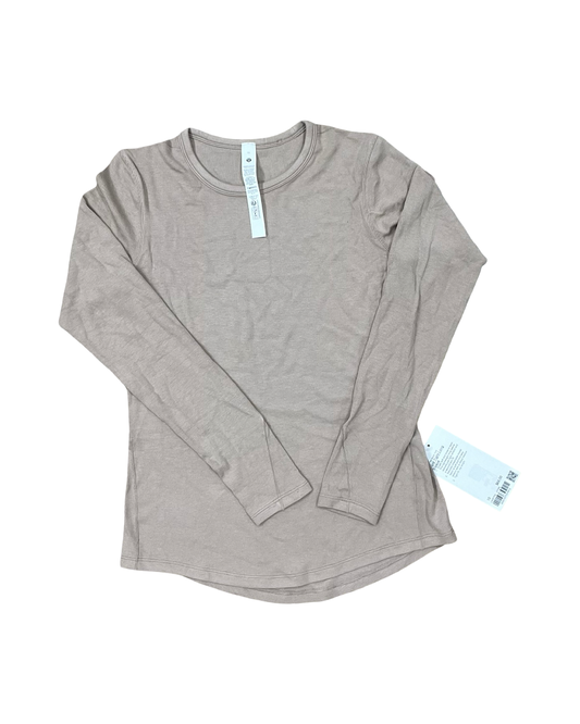 Athletic Top Ls Crewneck By Lululemon In Tan, Size:M